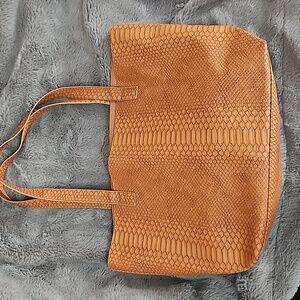Camel Faux Leather Snake Skin Tote BLOOMINGDALES